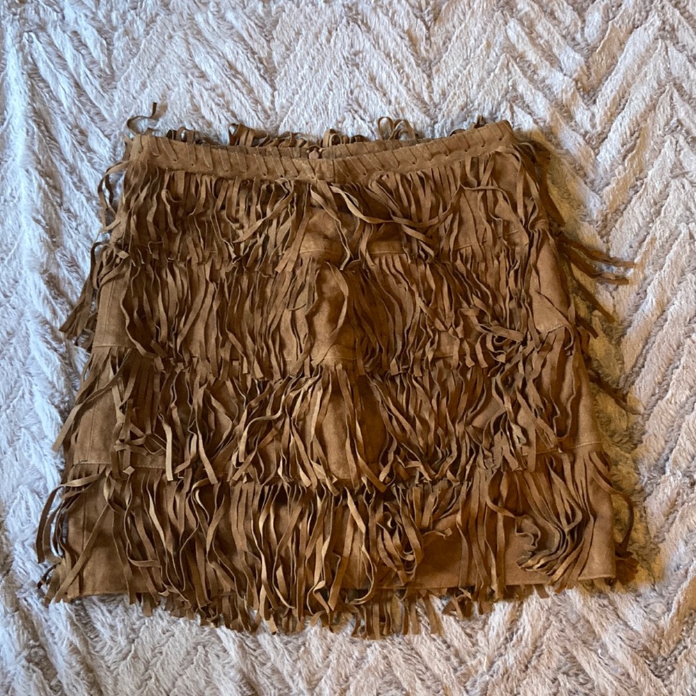 Nasty Gal Icon Fringe Suede Mini Skirt.